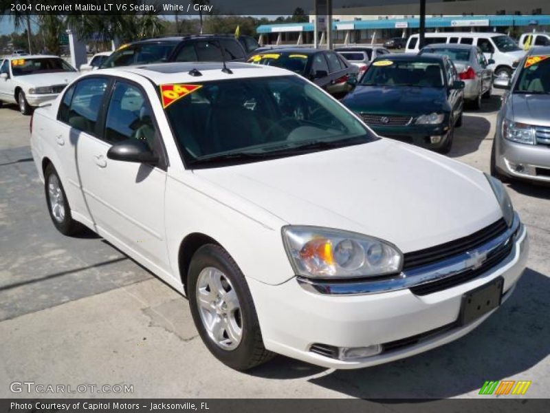 White / Gray 2004 Chevrolet Malibu LT V6 Sedan