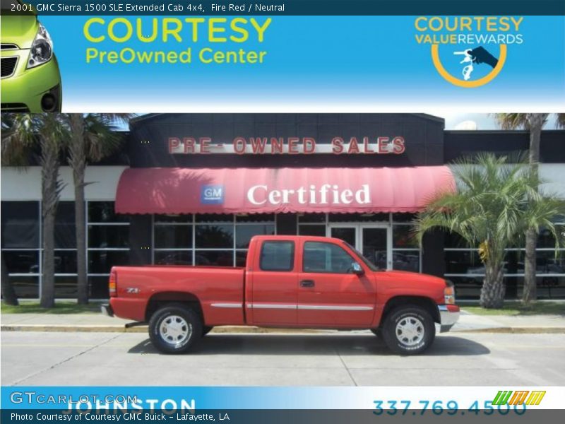 Fire Red / Neutral 2001 GMC Sierra 1500 SLE Extended Cab 4x4