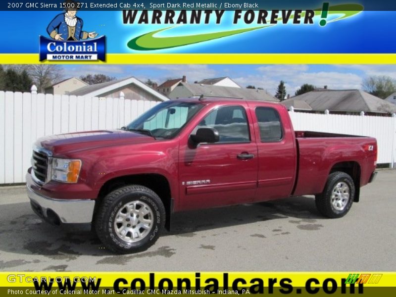 Sport Dark Red Metallic / Ebony Black 2007 GMC Sierra 1500 Z71 Extended Cab 4x4