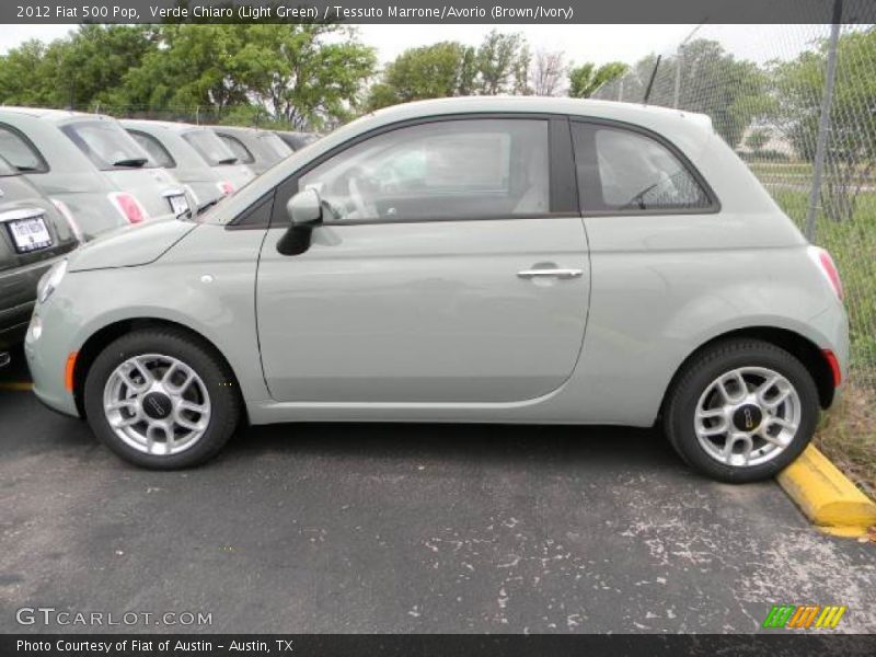 Verde Chiaro (Light Green) / Tessuto Marrone/Avorio (Brown/Ivory) 2012 Fiat 500 Pop