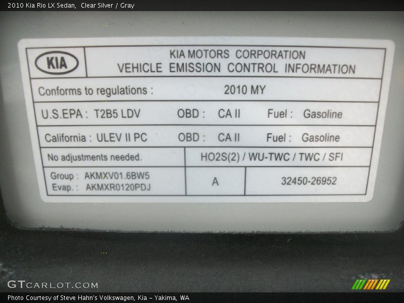 Clear Silver / Gray 2010 Kia Rio LX Sedan