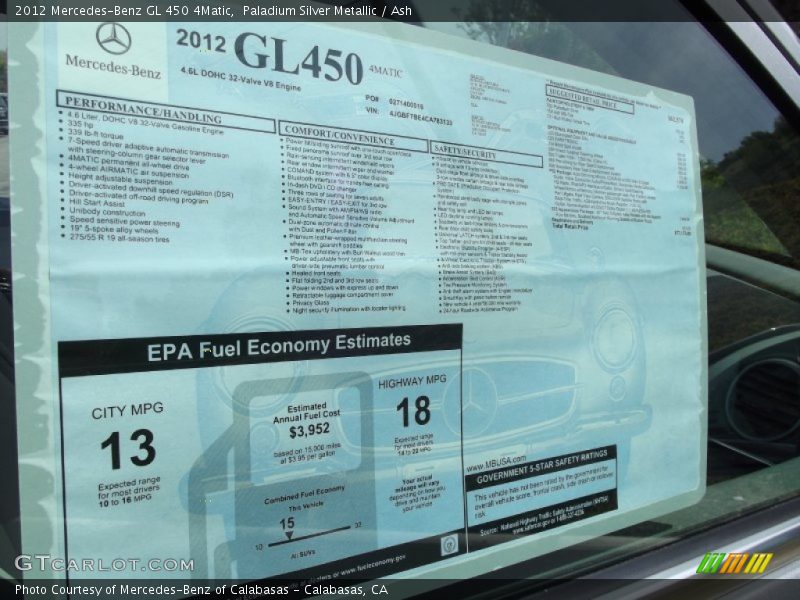 Paladium Silver Metallic / Ash 2012 Mercedes-Benz GL 450 4Matic