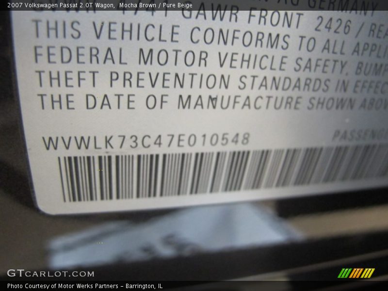 Mocha Brown / Pure Beige 2007 Volkswagen Passat 2.0T Wagon