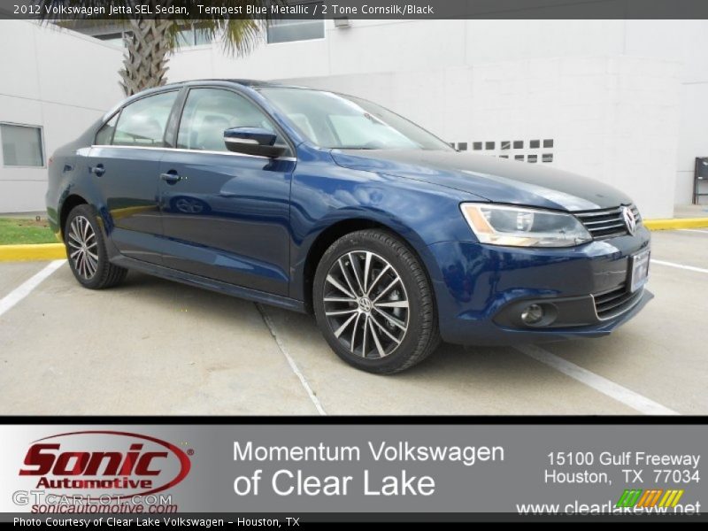 Tempest Blue Metallic / 2 Tone Cornsilk/Black 2012 Volkswagen Jetta SEL Sedan