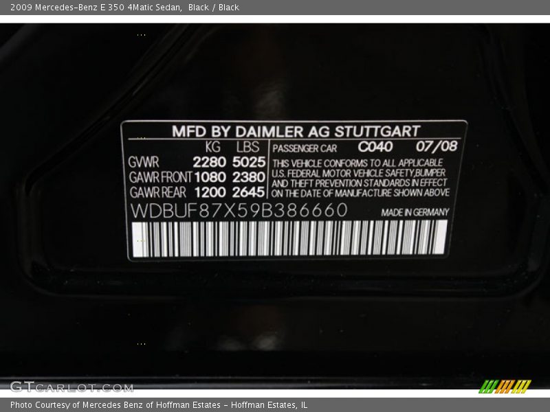 Black / Black 2009 Mercedes-Benz E 350 4Matic Sedan