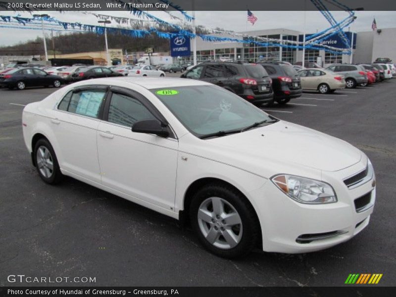 White / Titanium Gray 2008 Chevrolet Malibu LS Sedan