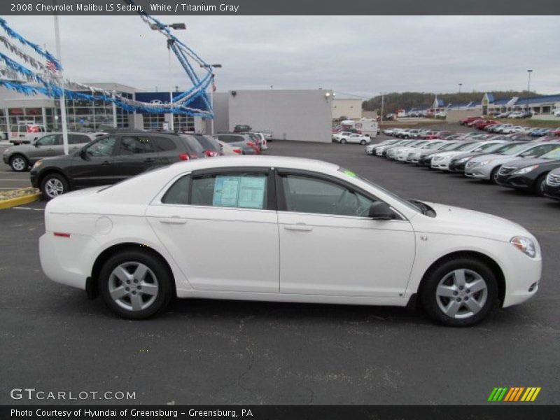 White / Titanium Gray 2008 Chevrolet Malibu LS Sedan
