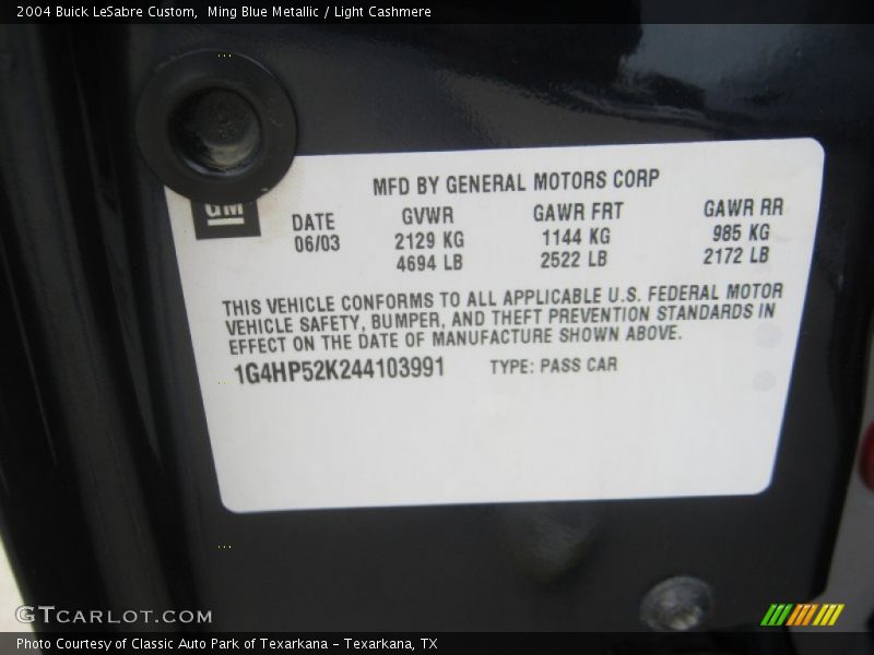 Ming Blue Metallic / Light Cashmere 2004 Buick LeSabre Custom