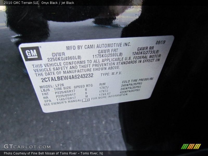 Onyx Black / Jet Black 2010 GMC Terrain SLE