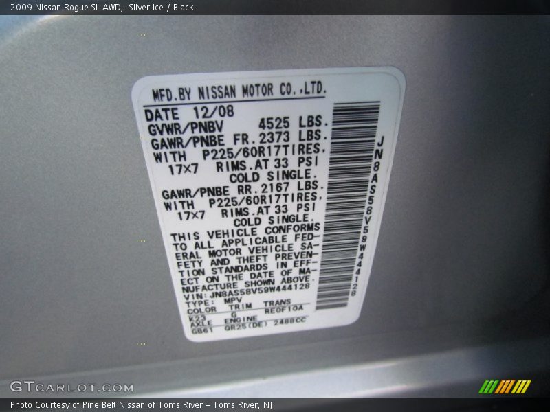 2009 Rogue SL AWD Silver Ice Color Code K23