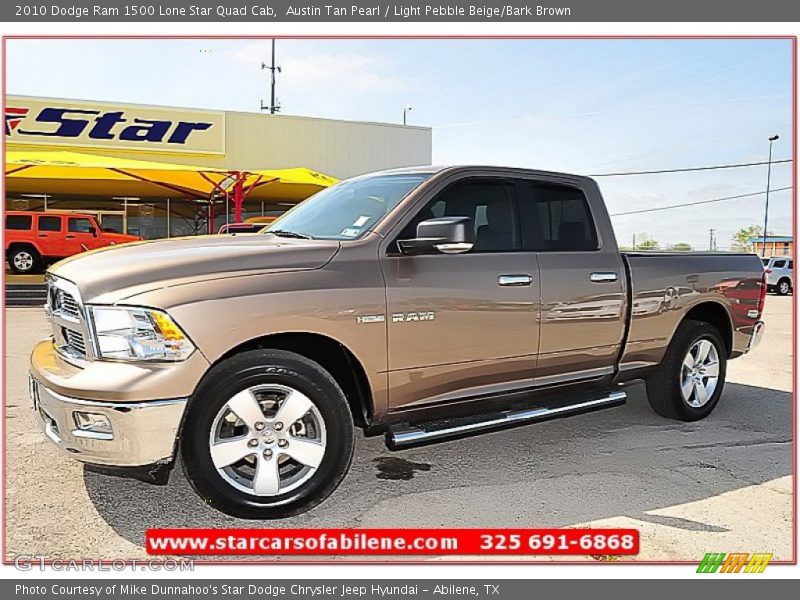 Austin Tan Pearl / Light Pebble Beige/Bark Brown 2010 Dodge Ram 1500 Lone Star Quad Cab