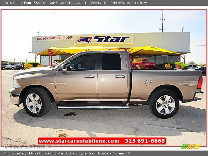 Austin Tan Pearl / Light Pebble Beige/Bark Brown 2010 Dodge Ram 1500 Lone Star Quad Cab