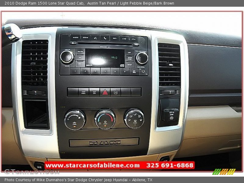 Austin Tan Pearl / Light Pebble Beige/Bark Brown 2010 Dodge Ram 1500 Lone Star Quad Cab