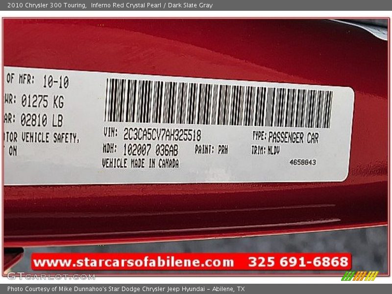 Inferno Red Crystal Pearl / Dark Slate Gray 2010 Chrysler 300 Touring