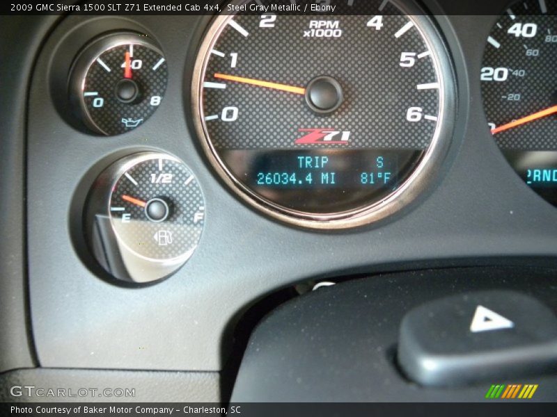 Steel Gray Metallic / Ebony 2009 GMC Sierra 1500 SLT Z71 Extended Cab 4x4