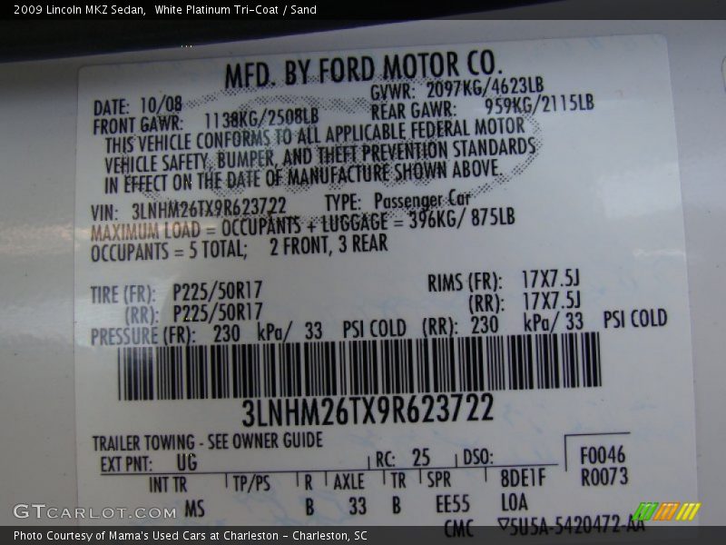 UG - 2009 Lincoln MKZ Sedan