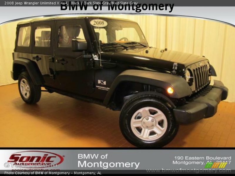 Black / Dark Slate Gray/Med Slate Gray 2008 Jeep Wrangler Unlimited X 4x4