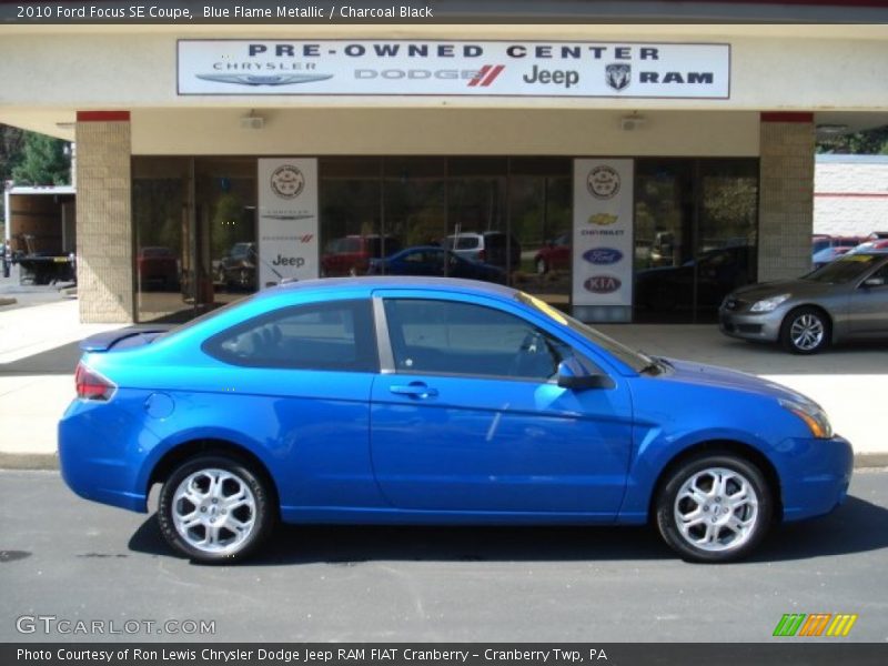 Blue Flame Metallic / Charcoal Black 2010 Ford Focus SE Coupe