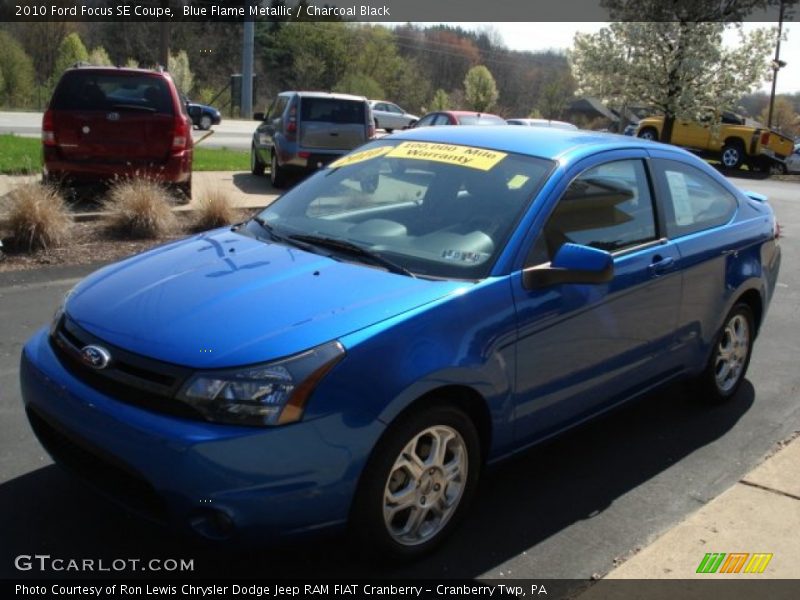 Blue Flame Metallic / Charcoal Black 2010 Ford Focus SE Coupe