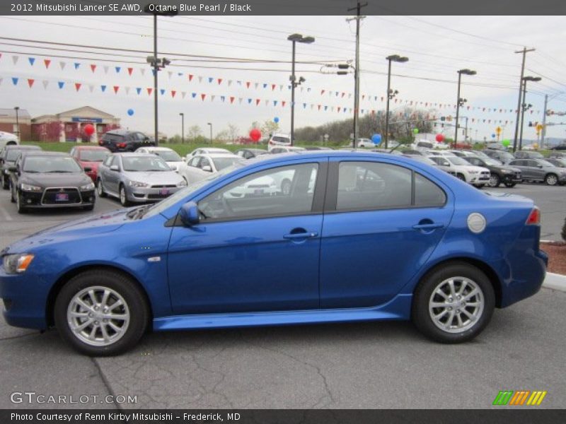 Octane Blue Pearl / Black 2012 Mitsubishi Lancer SE AWD