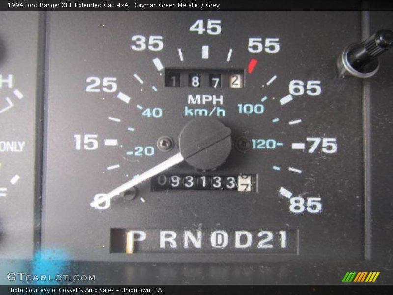 Cayman Green Metallic / Grey 1994 Ford Ranger XLT Extended Cab 4x4