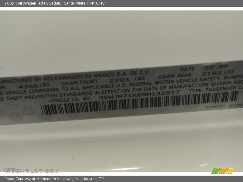 Candy White / Art Grey 2009 Volkswagen Jetta S Sedan