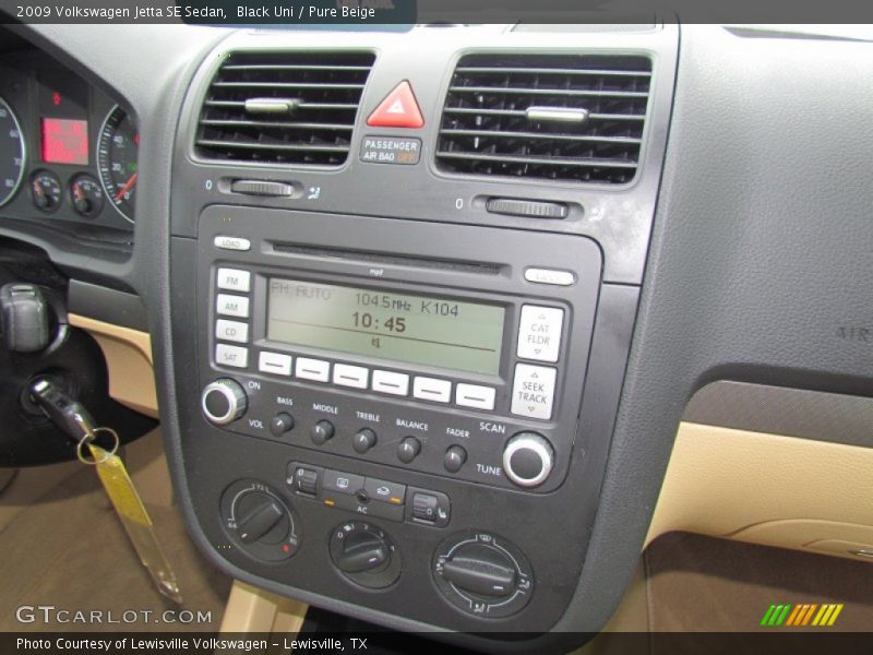 Black Uni / Pure Beige 2009 Volkswagen Jetta SE Sedan