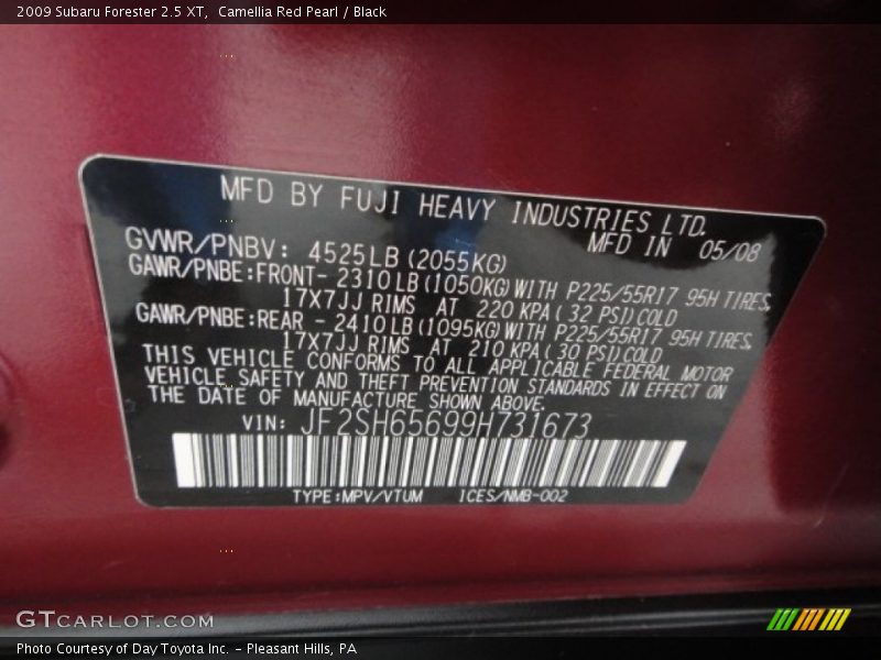 Camellia Red Pearl / Black 2009 Subaru Forester 2.5 XT