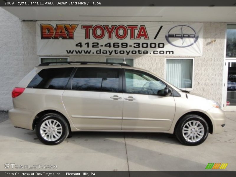 Desert Sand Mica / Taupe 2009 Toyota Sienna LE AWD