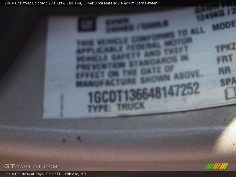 Silver Birch Metallic / Medium Dark Pewter 2004 Chevrolet Colorado Z71 Crew Cab 4x4