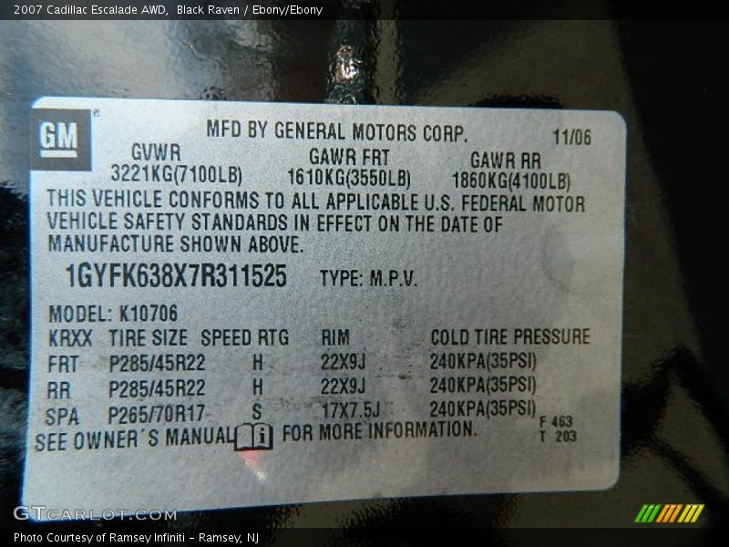 Black Raven / Ebony/Ebony 2007 Cadillac Escalade AWD