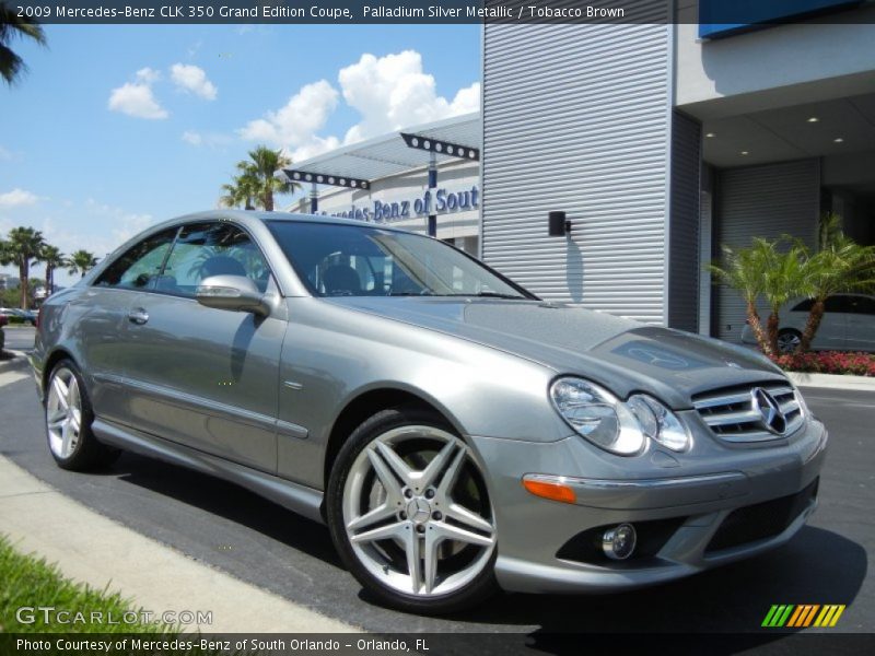 Palladium Silver Metallic / Tobacco Brown 2009 Mercedes-Benz CLK 350 Grand Edition Coupe