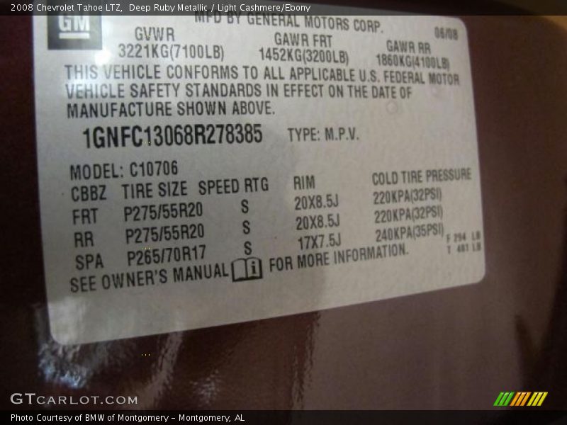 Deep Ruby Metallic / Light Cashmere/Ebony 2008 Chevrolet Tahoe LTZ