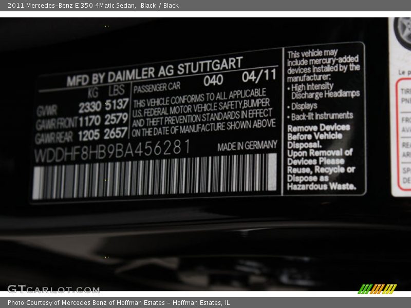 Black / Black 2011 Mercedes-Benz E 350 4Matic Sedan