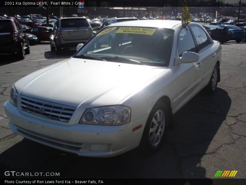 Pearl White / Gray 2001 Kia Optima LX V6