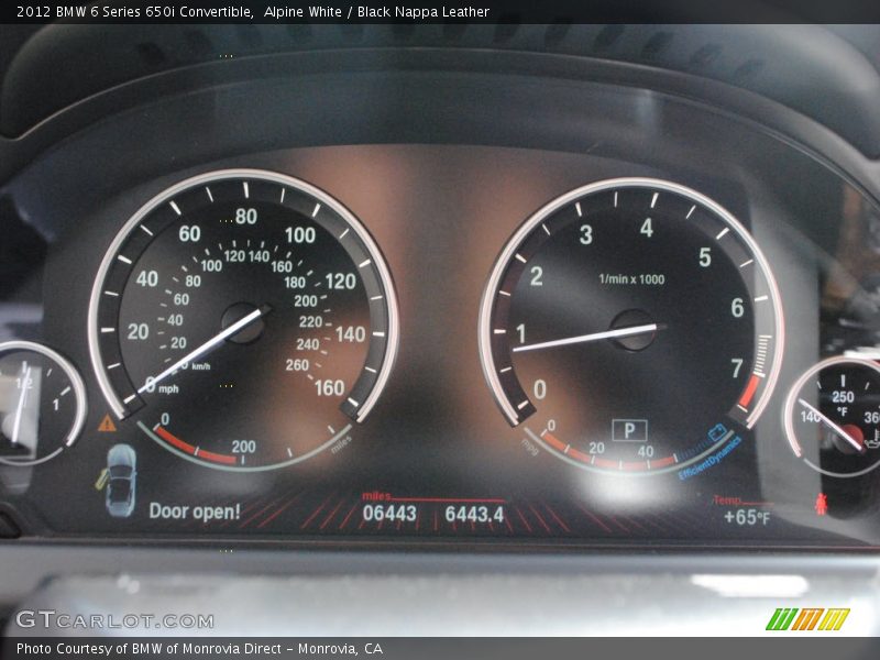Alpine White / Black Nappa Leather 2012 BMW 6 Series 650i Convertible