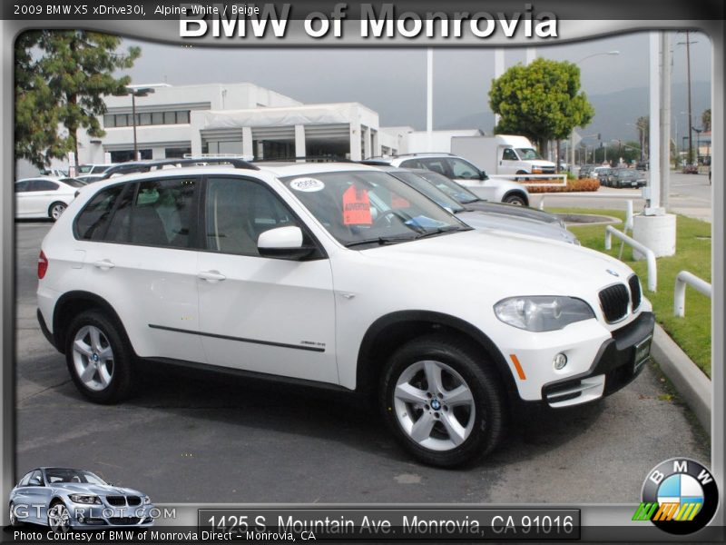 Alpine White / Beige 2009 BMW X5 xDrive30i