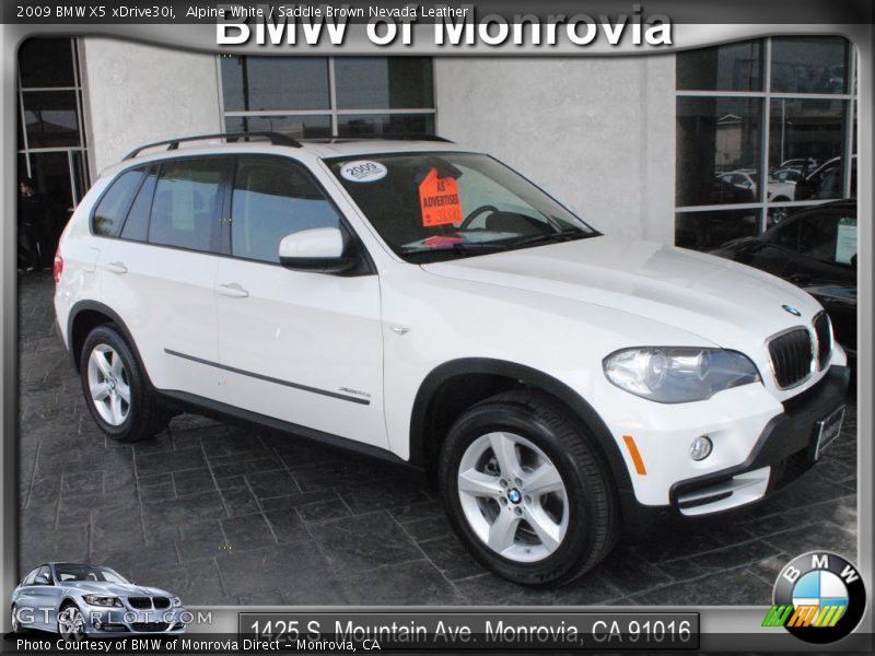Alpine White / Saddle Brown Nevada Leather 2009 BMW X5 xDrive30i