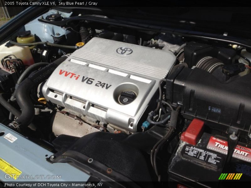 Sky Blue Pearl / Gray 2005 Toyota Camry XLE V6