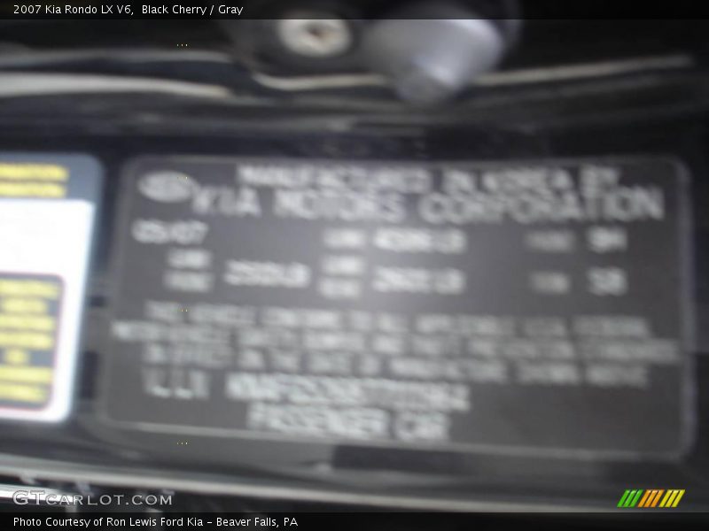 Black Cherry / Gray 2007 Kia Rondo LX V6