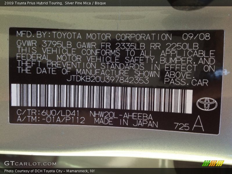Silver Pine Mica / Bisque 2009 Toyota Prius Hybrid Touring