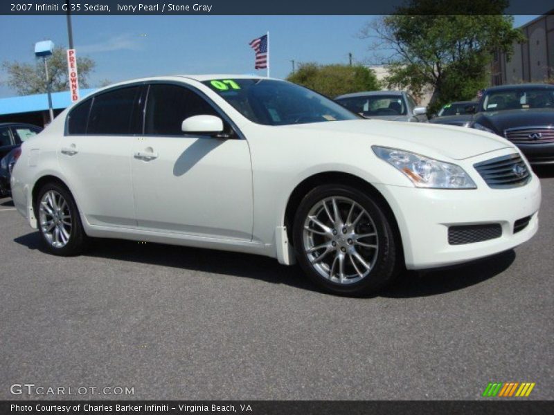 Ivory Pearl / Stone Gray 2007 Infiniti G 35 Sedan
