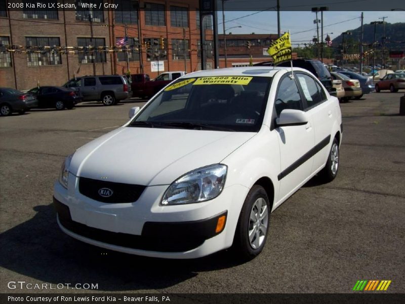 White / Gray 2008 Kia Rio LX Sedan