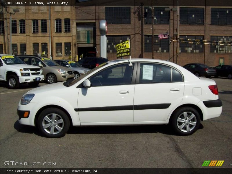 White / Gray 2008 Kia Rio LX Sedan