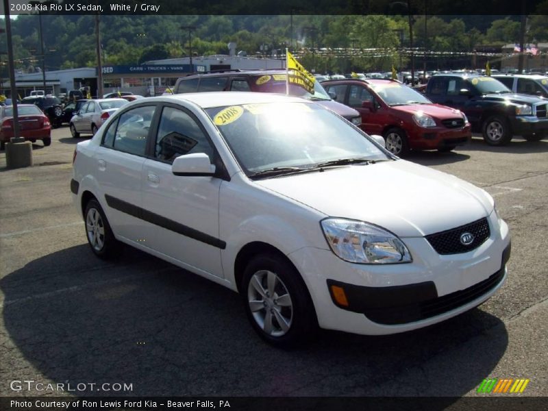 White / Gray 2008 Kia Rio LX Sedan