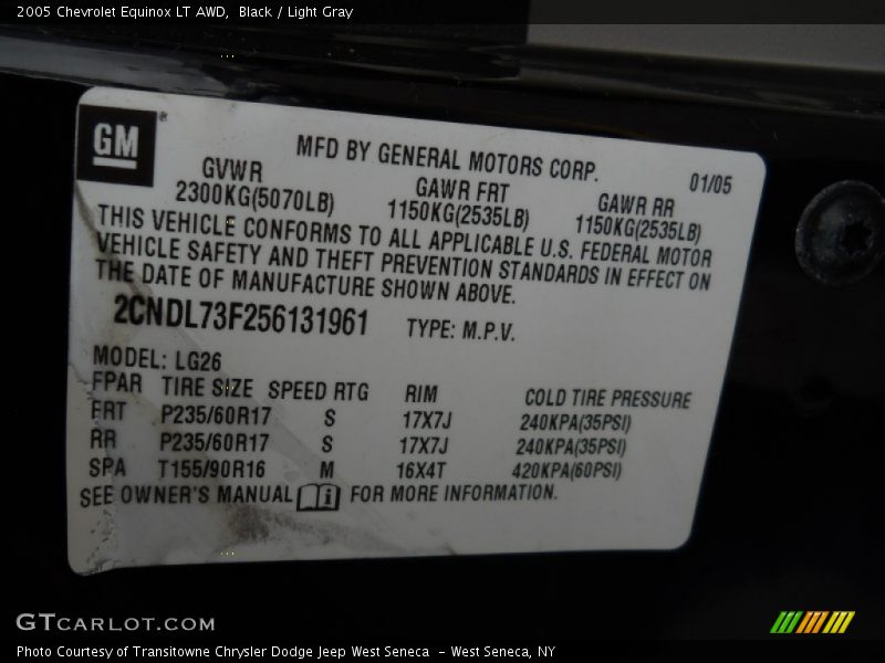 Black / Light Gray 2005 Chevrolet Equinox LT AWD