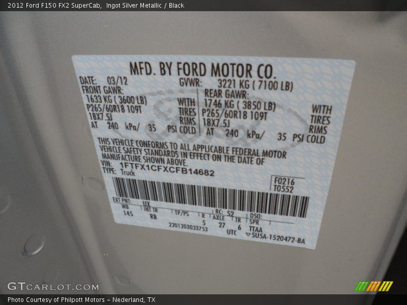 Ingot Silver Metallic / Black 2012 Ford F150 FX2 SuperCab