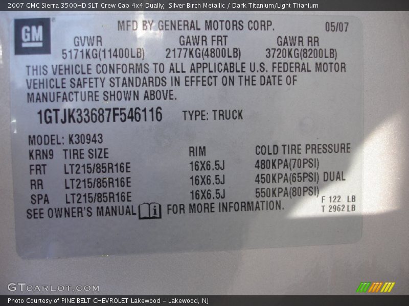 Silver Birch Metallic / Dark Titanium/Light Titanium 2007 GMC Sierra 3500HD SLT Crew Cab 4x4 Dually