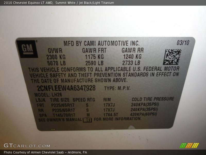 Summit White / Jet Black/Light Titanium 2010 Chevrolet Equinox LT AWD