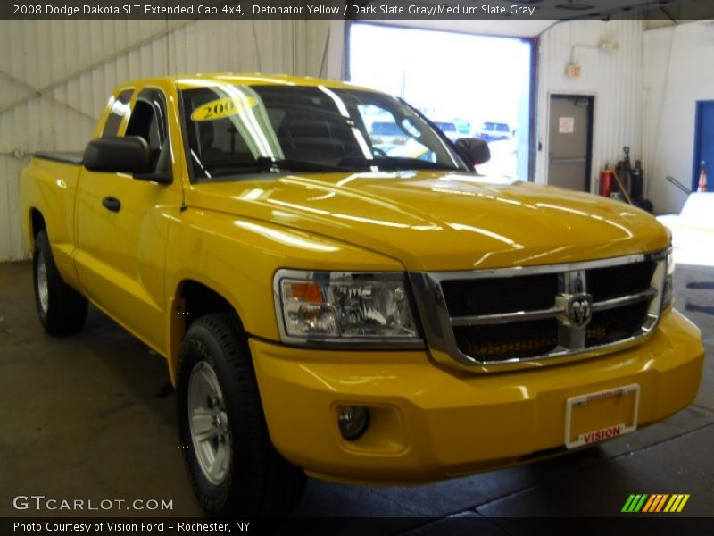 Detonator Yellow / Dark Slate Gray/Medium Slate Gray 2008 Dodge Dakota SLT Extended Cab 4x4